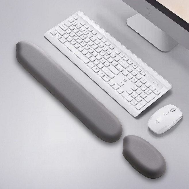 쌀알 팜레스트 말랑말랑 키보드 마우스 손목 받침대 세트, 그레이
