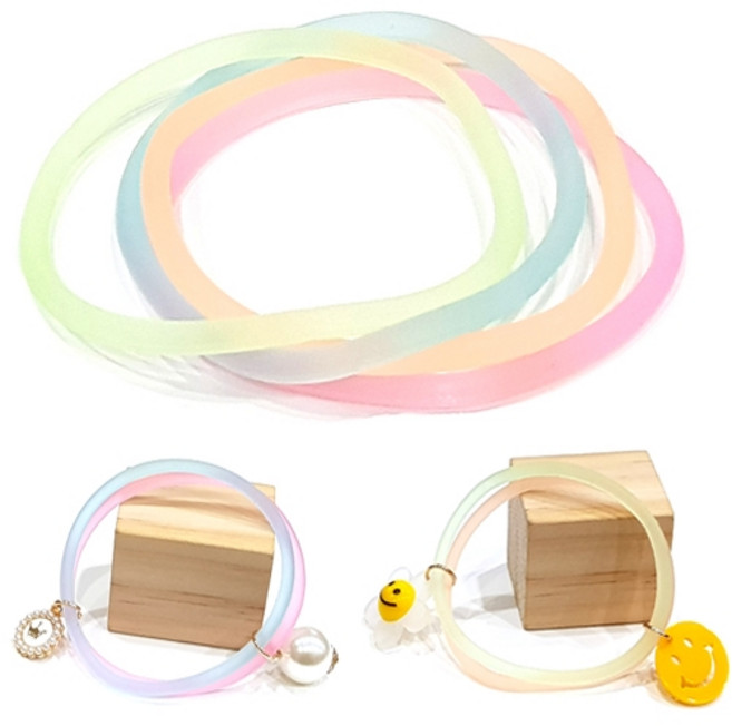 야광 실리콘 링 50개 머리끈 팔찌 야광링 천사리본