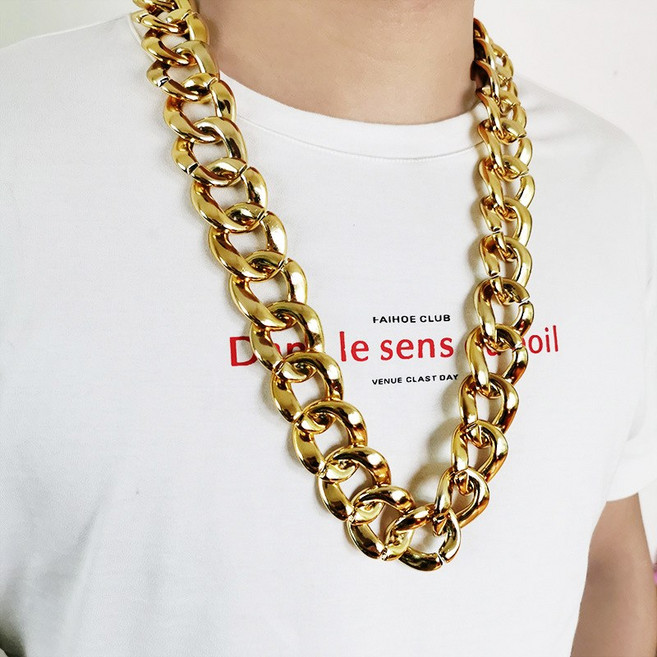 가짜 금목걸이 달러 플라스틱 롱 체인 대형 골드 힙합 목걸이 H-2024, 목걸이-대형