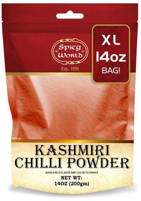 카슈미르 고추 가루 | 14 온스 재밀봉 백 | 올 내추럴 Kashmiri Chili Powder | 14 oz resealable bag | All Natural Deggi M, 1개