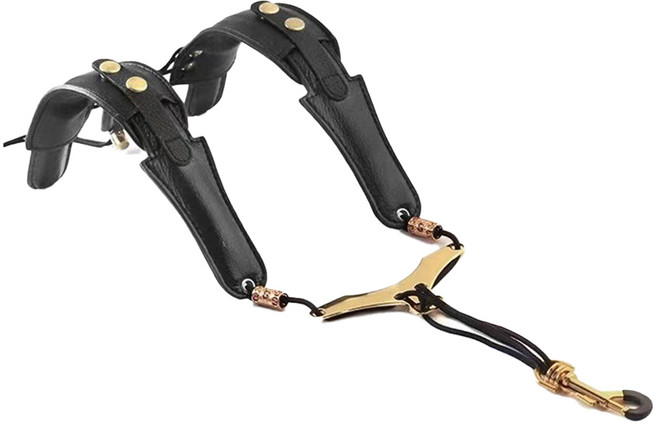 모가비 색소폰 목걸이 스트랩 가죽 숄더 어깨걸이 홀더, 블랙 (MOG-168), 1개