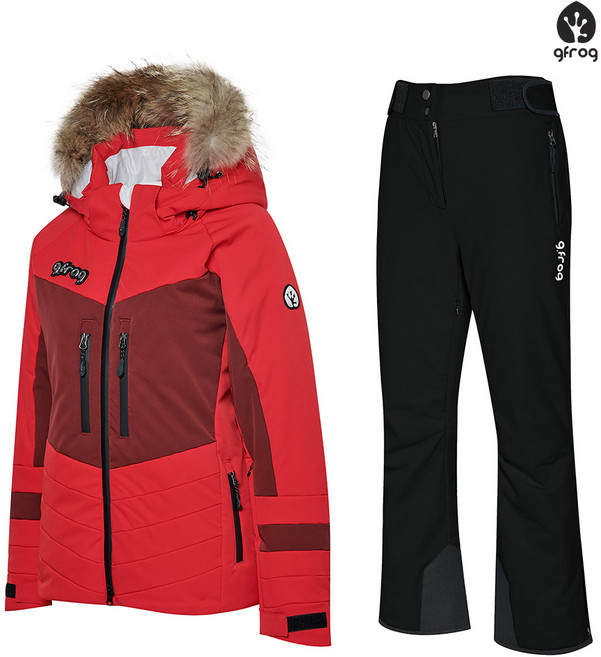 지프로그 스키복 세실리 큐티 레드 세트 보드복