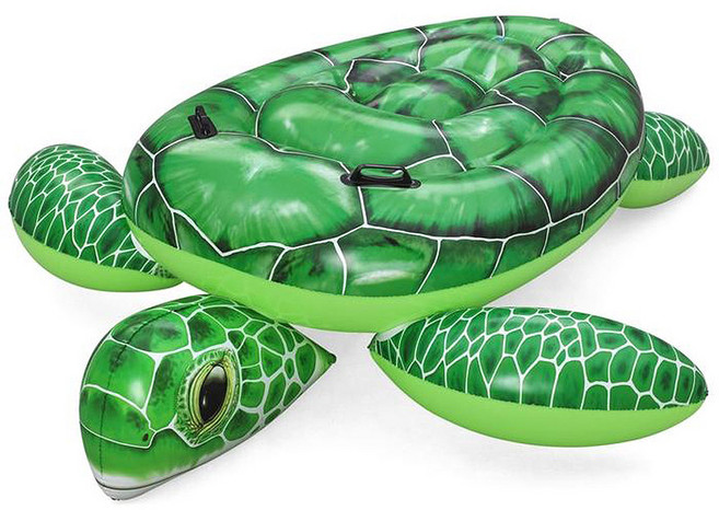 BW_41524 타고노는 바다거북이 어린이 유아 수영장 물놀이 라이더 튜브, 1개, 녹색계열