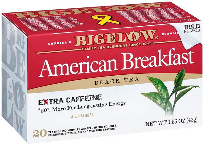 Bigelow Tea Perfectly Mint 홍차 카페인 티백 총 20개 262429, 6개들이 팩, 아메리칸 브렉퍼스트, 33g, 20