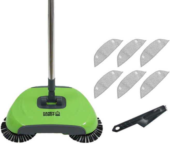 핸디로봇 무선청소기 무동력 빗자루 물걸레 가벼운 청소 만능 물걸레 걸레 패드 밀대 자동청소기 홈쇼핑, 초록, 1개