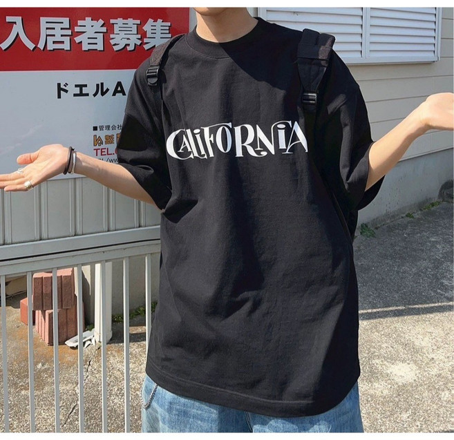BASIC 經典短袖 T恤 寬鬆 落肩 男女 質感 韓系 百搭, 黑色