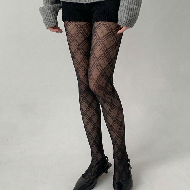 블루씨티 시어 크로스 엑스 패턴 시스루 팬티 스타킹