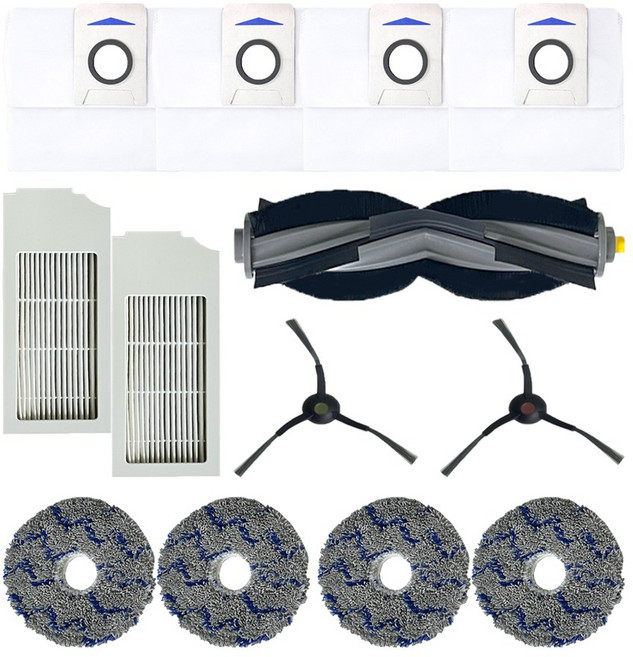 [호환] BNCINT 에코백스 디봇 X1 T10 옴니 로봇 청소기 소모품 먼지봉투 더스트백 물걸레 필터 사이드 메인 브러쉬 패키지 세트, 1세트, 13개