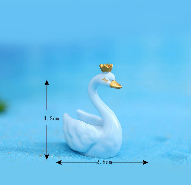 【微景小舖】皇冠天鵝 動物 微景觀 居家裝飾園藝造景 拍攝道具擺飾 療癒小物 迷你場景佈置 DIY手作, 藍色天鵝, 藍色