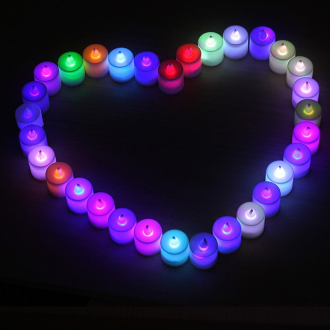 led 촛불 양초 건전지 전자초 티라이트 프로포즈 캔들, G_무지개웨이브