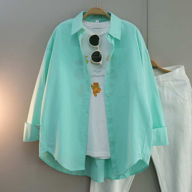 달콩 여성 뮤즈오버핏카라셔츠 빅사이즈 롱셔츠