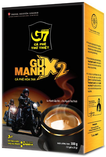 베트남 G7 Gu Manh X2 3in1 인스턴트 스트롱 믹스 커피 12개입 x 25g, 1개