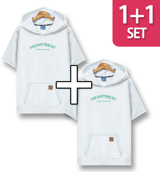 블루포스 펠비톤 반팔 후드티 [2장 묶음] 남자 베이직핏 반팔티 티셔츠 빅사이즈 단체티 츄리닝 운동복