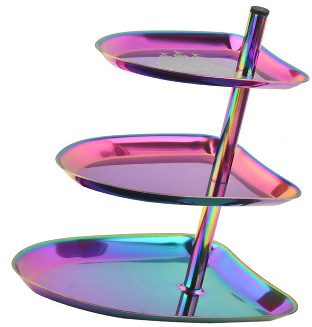 430 스테인레스 스틸 식품 프리젠 테이션 트레이 다층 디자인 전채 디저트 및 과일을위한 다층 디저트 홀더, 색상