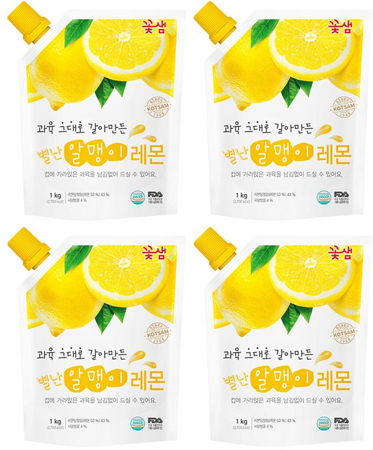 꽃샘 별난 알맹이 레몬차, 4개, 1kg