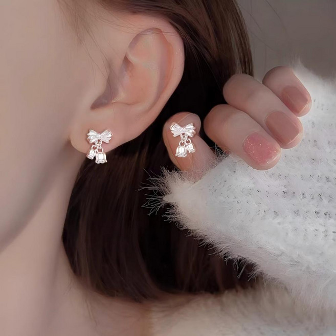 비비드칙 미니 꽃 999은침 리본 귀걸이