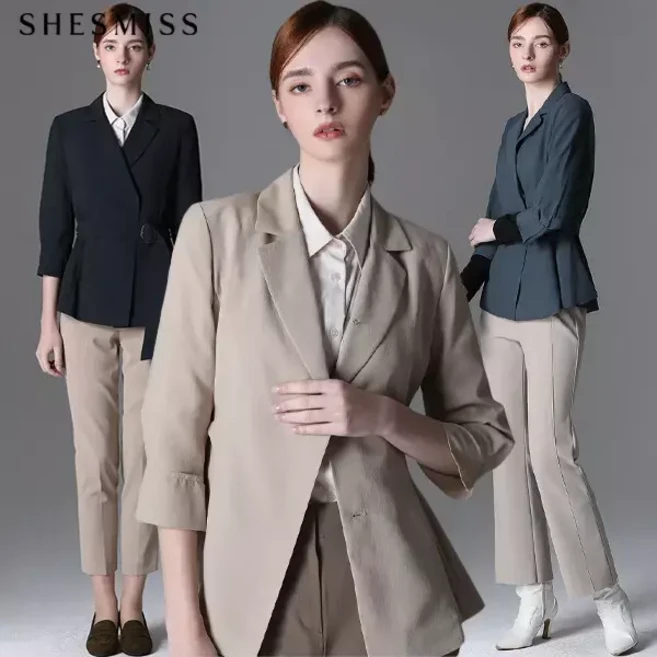 쉬즈미스 솔리드 벨티드 테일러드 재킷 1052303