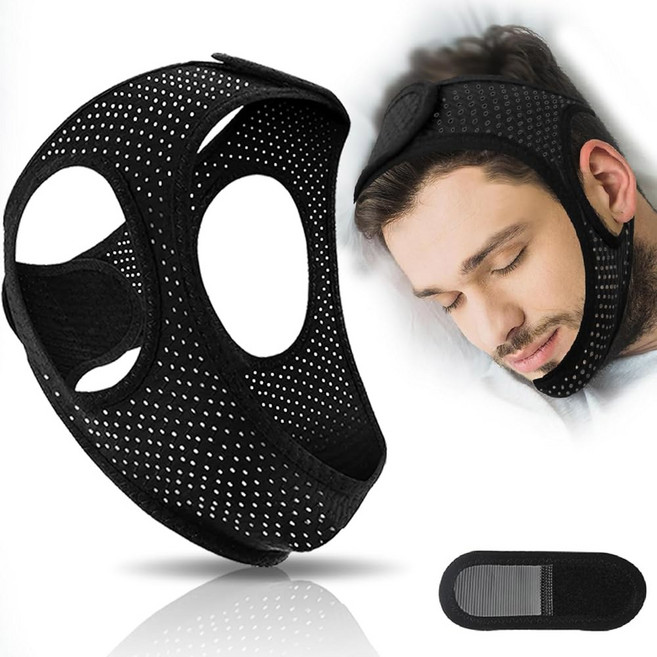 Sleep Apnea Devices Comfortable Chin Strap for Sleeping - Improve Quality Simple & Adjustable Desig, Black, 56CM, 1