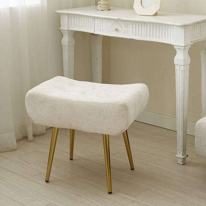 플로바움 로레리아 패브릭 화장대 의자 스툴, 1개, 1.웜화이트(888)