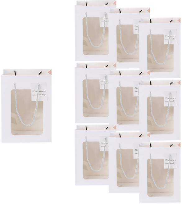 투명창 쇼핑백 답례품 선물 포장 꽃다발 화분, 10매입, 화이트