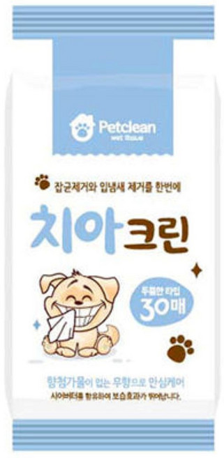펫크린 애견 치아크린 물티슈 30매 3개, 치아크린 30매, 12개, 30개입
