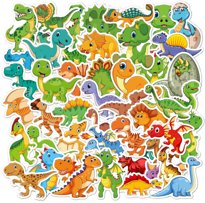 DIY 장식 꾸미기 스티커 헬멧 오토바이 리무버블 다꾸 캐리어 노트북, 1개, 공룡B 50입