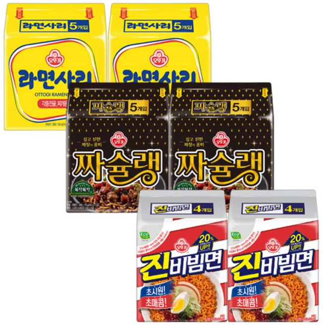 오뚜기 봉지라면모음 라면사리 짜슐랭 진비빔면세트