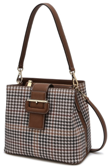 닥스 브라운 체크 가죽 숄더백