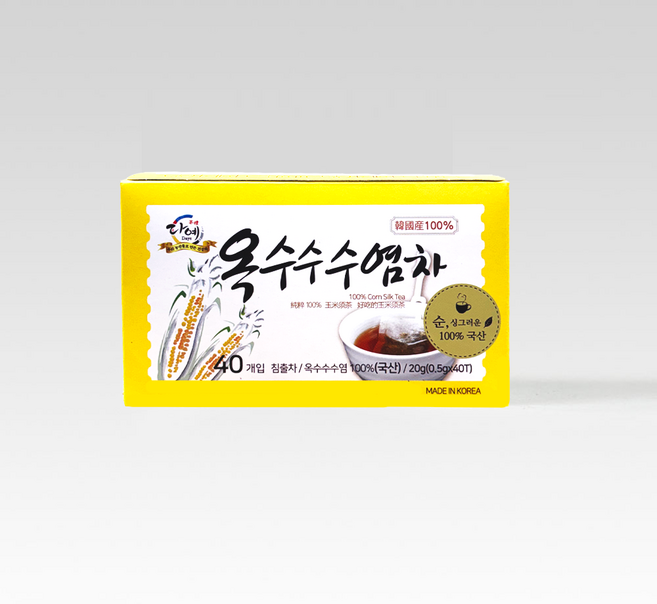 [본사직영] 다예 100% 국산 옥수수수염차 개별포장 생분해 사각티백 40티백, 500mg, 40개입, 1개
