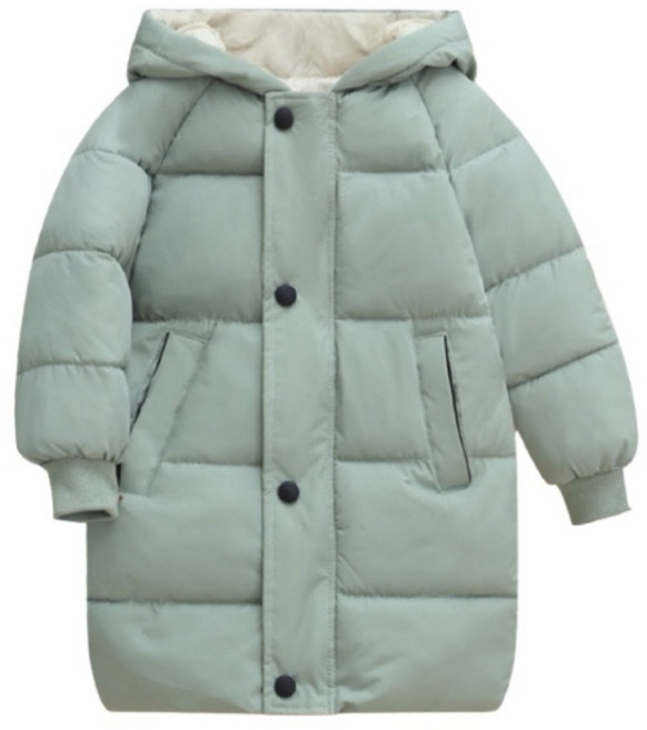 萱寶媽咪baby童裝館 韓版兒童秋冬 男童女童連帽中大童羽絨服 兒童風衣外套 素色韓系長版童裝