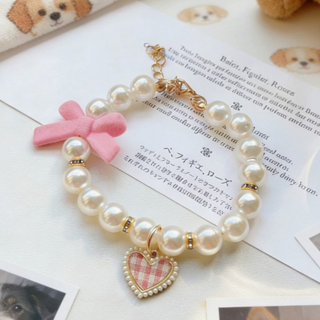 리노아 반려동물 선물 목걸이 펫 액세서리 고양이 강아지 공용 귀여운 장식 촬영 소품, 1개, 03핑크