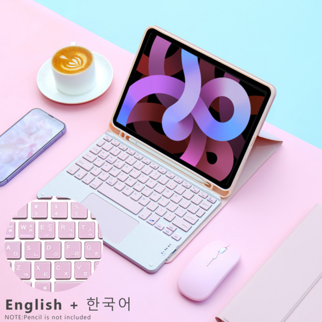 매직 키보드 무선 마우스 iPad 9 세대 케이스 A16 iPad 10.2 7th 8th 커버 Pro 11 M4 Air M3 10th Air 5/4 Funda, [19] Pink Korean
