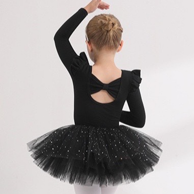 여아용 리본 반짝이 레오타드 발레복 세트