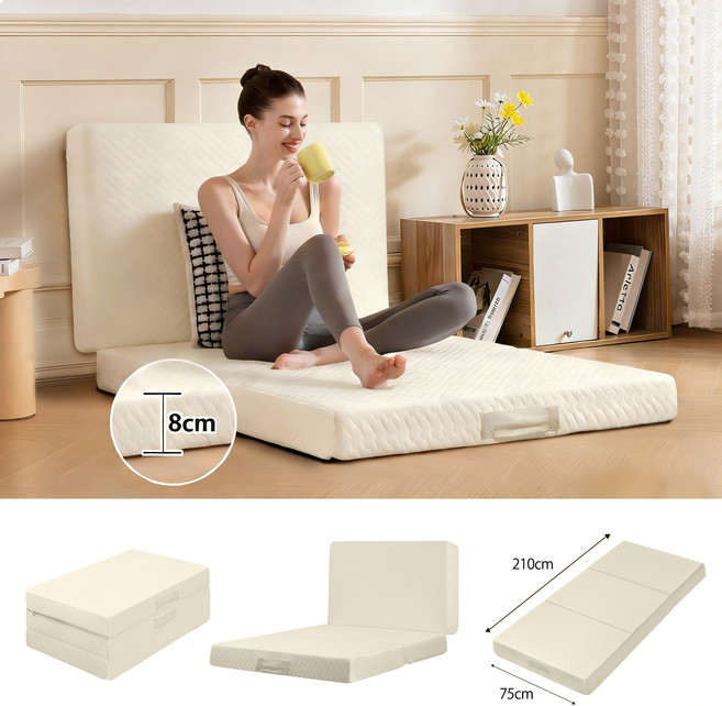탄탄한 3단 접이식 매트리스 8cm 토퍼 생활방수