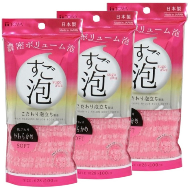 일본 토와 저자극 부드러운 샤워타올, 3개, 1개입, 소프트