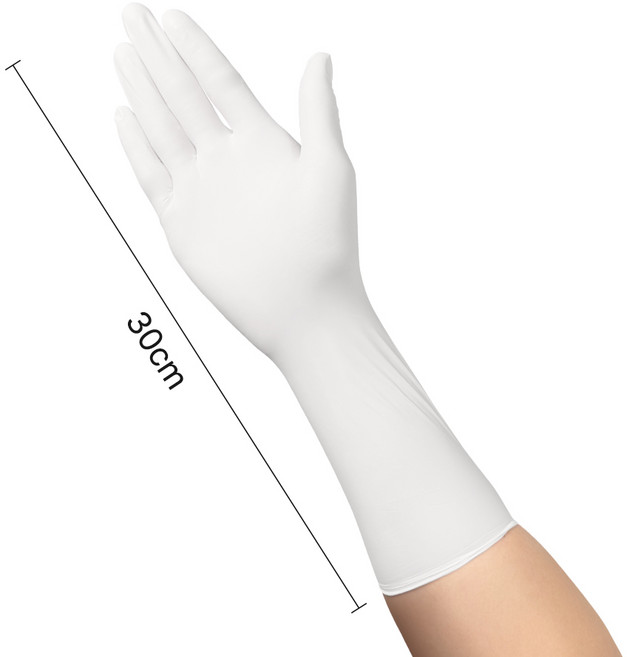쿠킹플러스 30cm 긴 손목 니트릴 장갑 60매 S/M 2size, 1개, 소(S), 화이트 60매