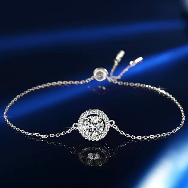 시르겜스 모이사나이트 1캐럿 925 순은 원형 모조 다이아몬드 베이직 팔찌