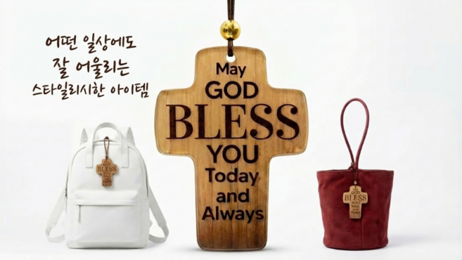 헷세드 차량용 십자가 팬던트 축복 메시지 룸미러 인테리어 소품 기독교 선물, 1개, 기본형