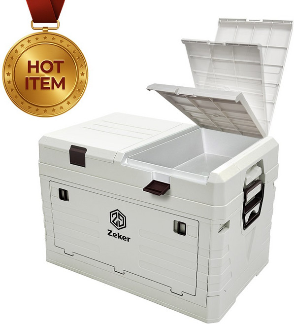 제커 캠핑 폴딩 박스, 1개, 1단, 수납형 아이보리 L
