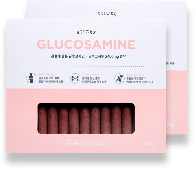 프롬벳 순수스틱 반려동물 글루코사민 120g, 뼈/관절강화, 2개 - 쿠팡