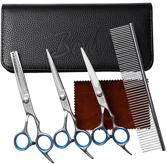 애견미용사가 추천하는 밤돌이네 애견미용가위 세트 가정용, 1개, 블루링