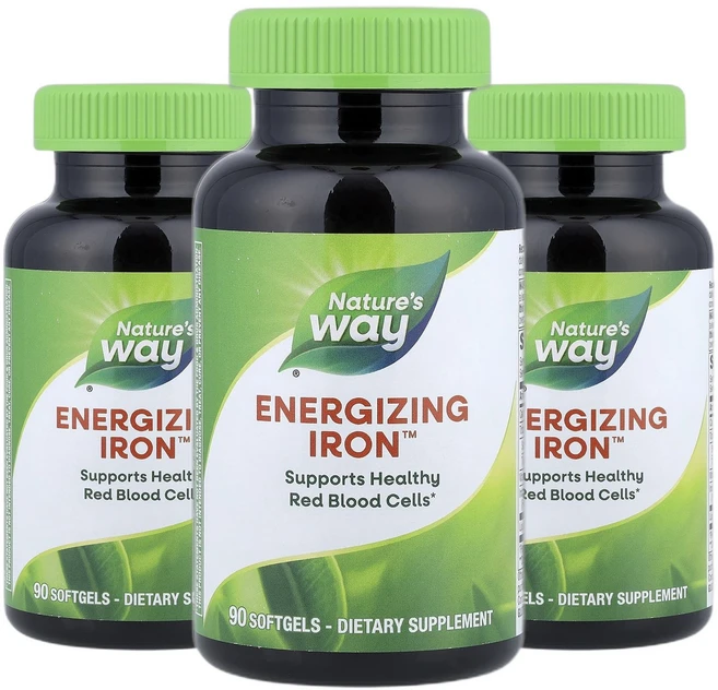 네이처스웨이 Energizing 철분 Iron 소프트젤 90정 2+1, 3개, 90회분 - 쿠팡