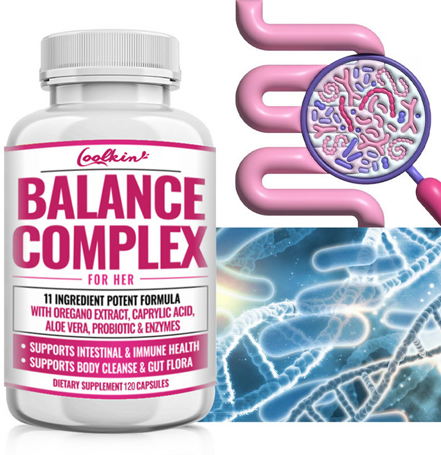 여성용 밸런스 콤플렉스 오레가노 검은 호두 카프릴산 알로에 효소 및 프로바이오틱스가 함유된 칸디다 클렌징 및 디톡스 보충제 베피날 건강 60캡슐, 1개, 120정
