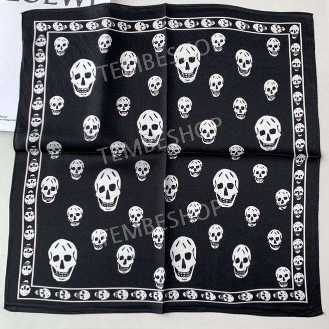 고현정스타일 해골 스카프 1+1 머플러 화 실크 오프 쁘띠 타이 스컬