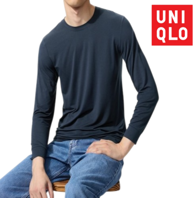 [매장정품] 유니클로 남성 히트텍 크루넥 T 9부 발열 흡습 내의