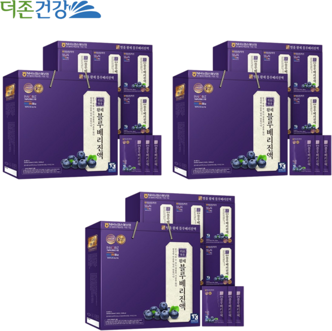더존건강 프리미엄 블루베리 진액 즙 60ml 30포 3박스 미국산 blueberry 농축액 불루베리 액기스 엑기스 부모님 어르신 직장인 청소년 건강 선물 효능 가격 추천, 1.8L