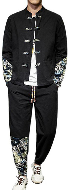 셀럽당 남성용 춘추용 문양 2피스 생활한복(개량한복) 2가지색상 Y00464