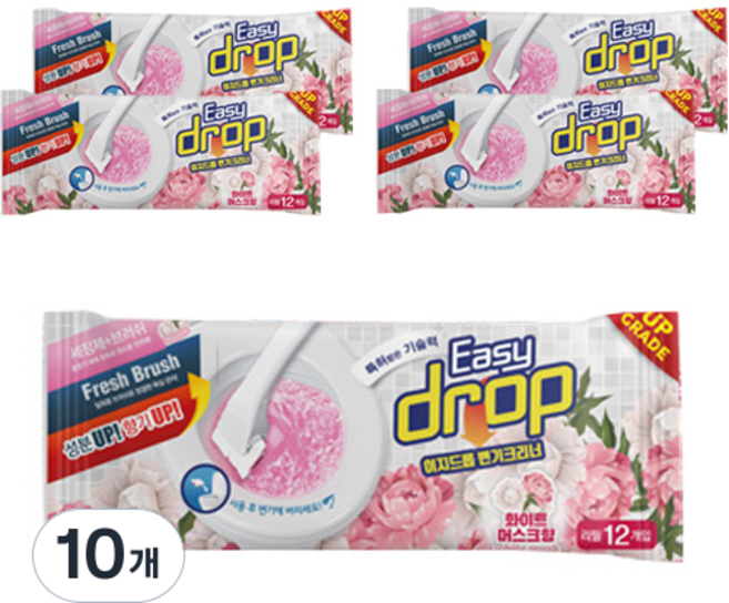 이지드롭 변기크리너 화이트머스크향 리필, 핑크머스크, 10개
