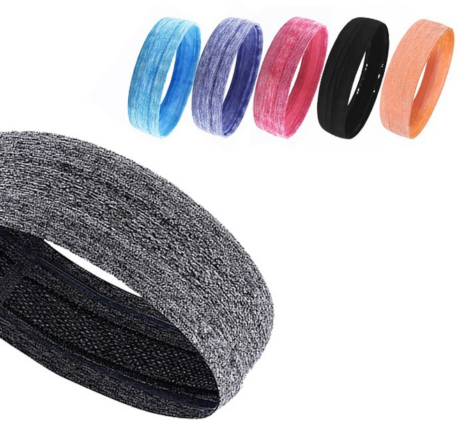 [2개1세트] 장사부 실리콘 스포츠 운동 땀흡수 헤어밴드 머리띠, 그레이, 스카이블루