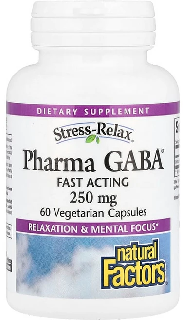 Natural Factors Stress-Relax® Pharma GABA® 250mg 베지 캡슐 60정 NFS-02848, 1개 - 쿠팡